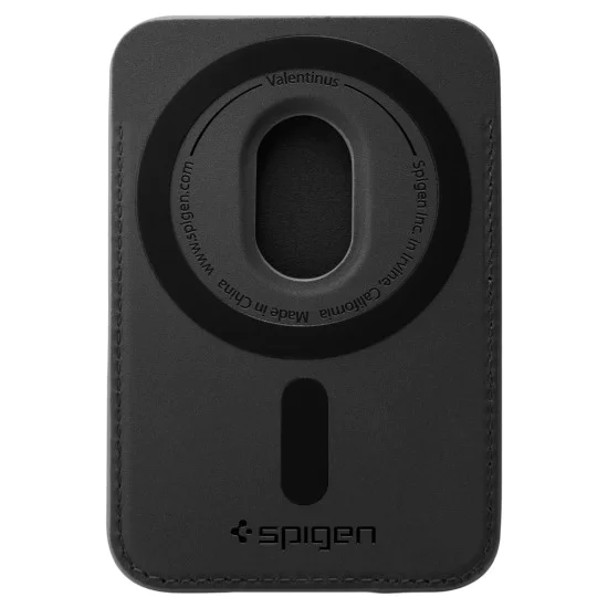 Магнитен портфейл за карти Spigen Valentinus Wallet MagFit+ - за 5 карти, PU кожа - Черен