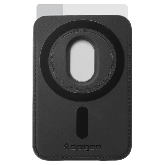 Магнитен портфейл за карти Spigen Valentinus Wallet MagFit - за 5 карти, PU кожа - Черен