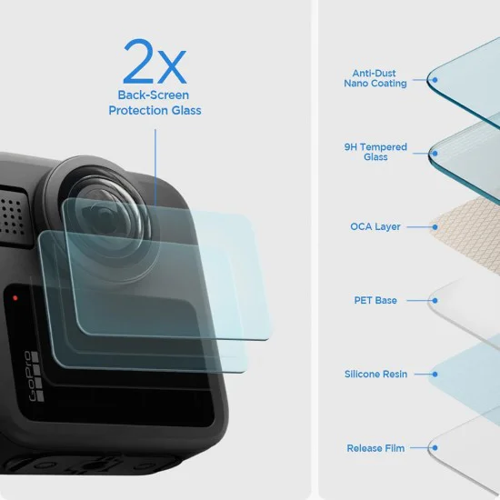 Протектор за GoPro MAX 2 - Glas.tR Slim, Back Screen (2 pack) - Spigen - Прозрачен
