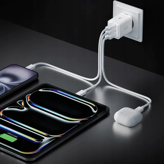 Зарядно устройство Spigen Essential EE473EU (ACH09464) - USB, 2x Type-C, 47W - Бяло