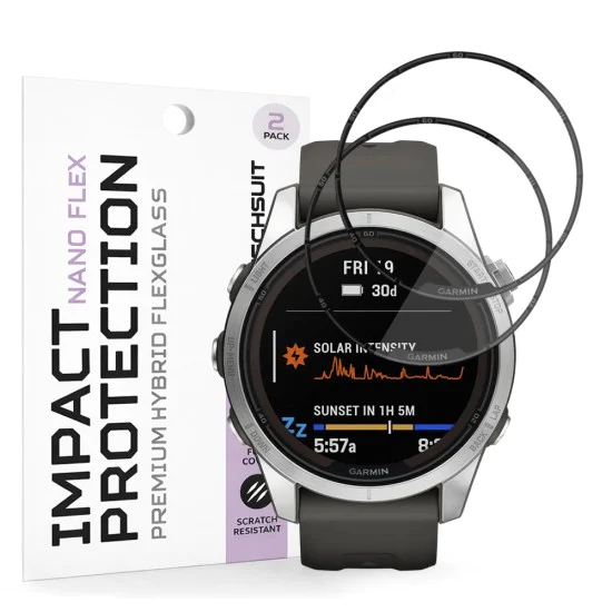 Протектор за Garmin Fenix 7S Pro Solar - Nano Flex (2 pack) - Techsuit - Черен