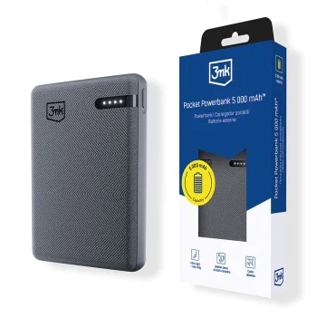 Външна батерия 3mk Pocket Power Bank - Type-C, 5000mAh, 12W - Черна