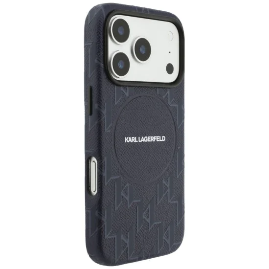Калъф за iPhone 17 Pro Max - Leather KL Monogram MagSafe - Karl Lagerfeld - Син