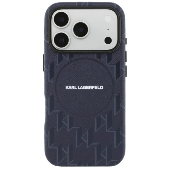 Калъф за iPhone 17 Pro Max - Leather KL Monogram MagSafe - Karl Lagerfeld - Син