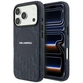 Калъф за iPhone 17 Pro - Leather KL Monogram MagSafe - Karl Lagerfeld - Син