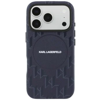 Калъф за iPhone 17 Pro - Leather KL Monogram MagSafe - Karl Lagerfeld - Син