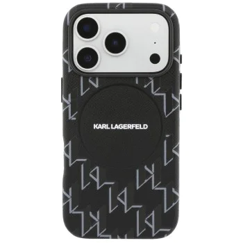 Калъф за iPhone 17 Pro - Leather KL Monogram MagSafe - Karl Lagerfeld - Черен