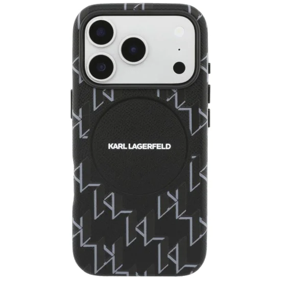 Калъф за iPhone 17 Pro - Leather KL Monogram MagSafe - Karl Lagerfeld - Черен