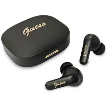 Безжични слушалки Guess Script Metal Logo - TWS, Bluetooth 5.4 - Черни