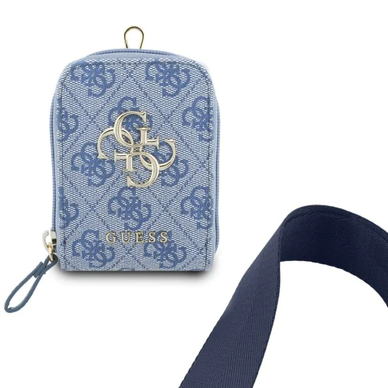 Универсална каишка за телефон с малка чантичка Guess 4G Metal Logo - Синя