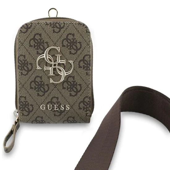 Универсална каишка за телефон с малка чантичка Guess 4G Metal Logo - Кафява