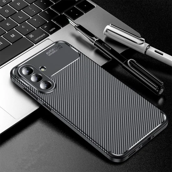 Калъф за Samsung Galaxy A57 5G - CarbonFiber - Techsuit - Черен