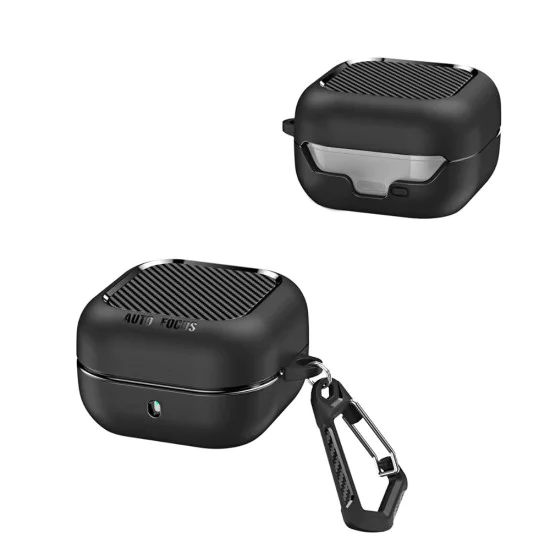 Калъф за Samsung Galaxy Buds 4 / Buds 4 Pro - CarbonFiber - Techsuit - Черен