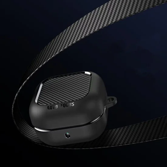 Калъф за Samsung Galaxy Buds 4 / Buds 4 Pro - CarbonFiber - Techsuit - Черен