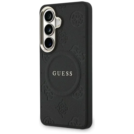 Калъф за Samsung Galaxy S26 Plus - Saffiano Peony Embossed Ring MagSafe - Guess - Черен