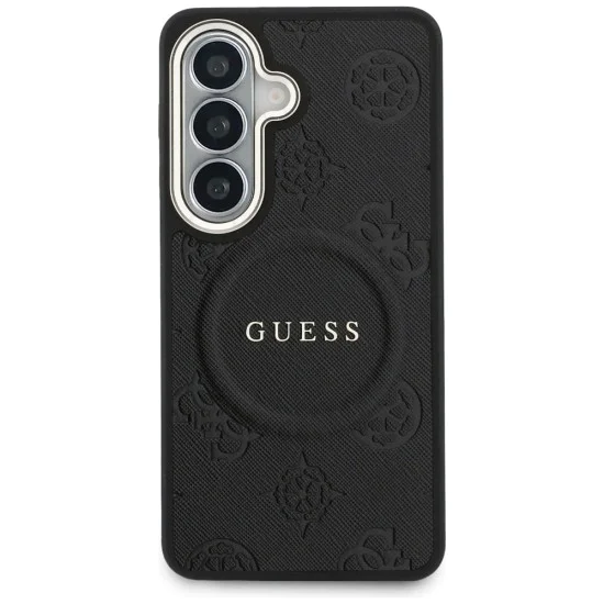 Калъф за Samsung Galaxy S26 Plus - Saffiano Peony Embossed Ring MagSafe - Guess - Черен