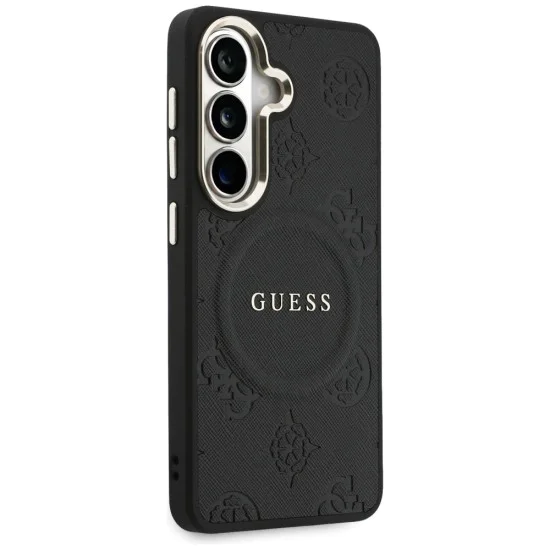 Калъф за Samsung Galaxy S26 Plus - Saffiano Peony Embossed Ring MagSafe - Guess - Черен