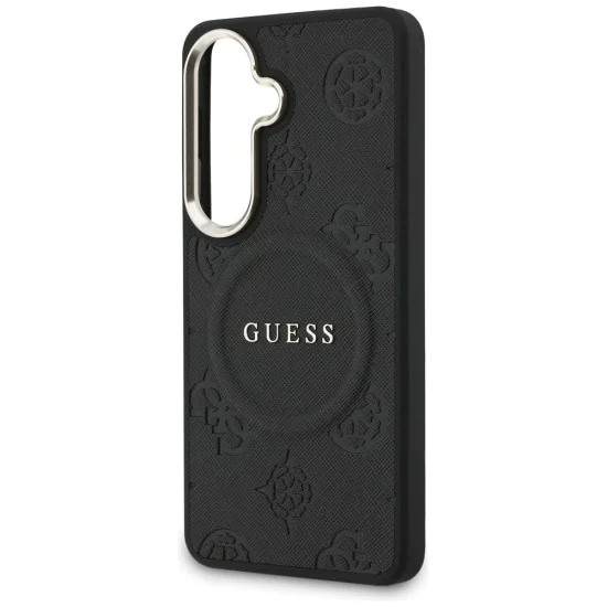 Калъф за Samsung Galaxy S26 Plus - Saffiano Peony Embossed Ring MagSafe - Guess - Черен