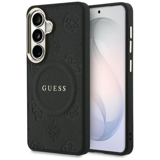 Калъф за Samsung Galaxy S26 Plus - Saffiano Peony Embossed Ring MagSafe - Guess - Черен
