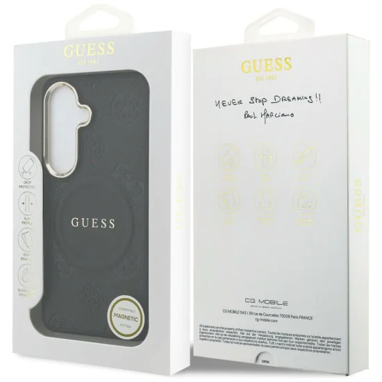 Калъф за Samsung Galaxy S26 Plus - Saffiano Peony Embossed Ring MagSafe - Guess - Черен