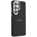 Калъф за Samsung Galaxy S26 Ultra - Saffiano Peony Embossed Ring MagSafe - Guess - Черен
