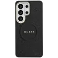 Калъф за Samsung Galaxy S26 Ultra - Saffiano Peony Embossed Ring MagSafe - Guess - Черен