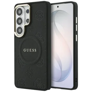 Калъф за Samsung Galaxy S26 Ultra - Saffiano Peony Embossed Ring MagSafe - Guess - Черен