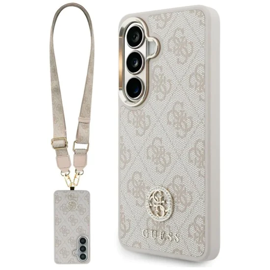 Калъф за Samsung Galaxy S26 - 4G Big Rhinestone Triangle Strap - Guess - Розов