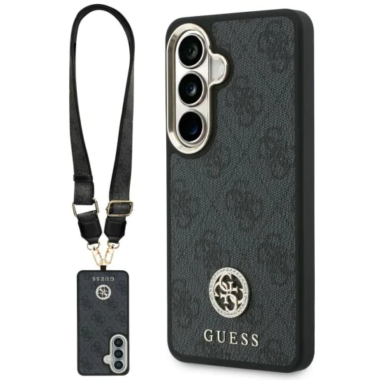 Калъф за Samsung Galaxy S26 - 4G Big Rhinestone Triangle Strap - Guess - Черен