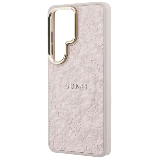 Калъф за Samsung Galaxy S26 Ultra - Saffiano Peony Embossed Ring MagSafe - Guess - Розов