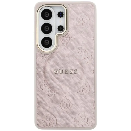Калъф за Samsung Galaxy S26 Ultra - Saffiano Peony Embossed Ring MagSafe - Guess - Розов