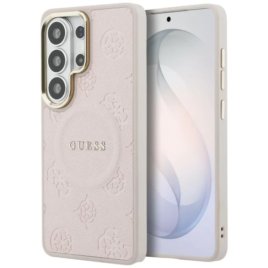 Калъф за Samsung Galaxy S26 Ultra - Saffiano Peony Embossed Ring MagSafe - Guess - Розов