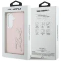 Калъф за Samsung Galaxy S26 - Full Wrapped Grained Leather със Signature Resin Logo - Karl Lagerfeld - Розов