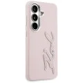 Калъф за Samsung Galaxy S26 - Full Wrapped Grained Leather със Signature Resin Logo - Karl Lagerfeld - Розов