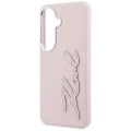 Калъф за Samsung Galaxy S26 - Full Wrapped Grained Leather със Signature Resin Logo - Karl Lagerfeld - Розов