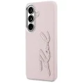 Калъф за Samsung Galaxy S26 - Full Wrapped Grained Leather със Signature Resin Logo - Karl Lagerfeld - Розов