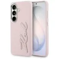 Калъф за Samsung Galaxy S26 - Full Wrapped Grained Leather със Signature Resin Logo - Karl Lagerfeld - Розов