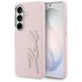 Калъф за Samsung Galaxy S26 - Full Wrapped Grained Leather със Signature Resin Logo - Karl Lagerfeld - Розов
