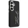 Калъф за Samsung Galaxy S26 - Full Wrapped Grained Leather със Signature Resin Logo - Karl Lagerfeld - Черен