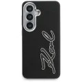 Калъф за Samsung Galaxy S26 - Full Wrapped Grained Leather със Signature Resin Logo - Karl Lagerfeld - Черен