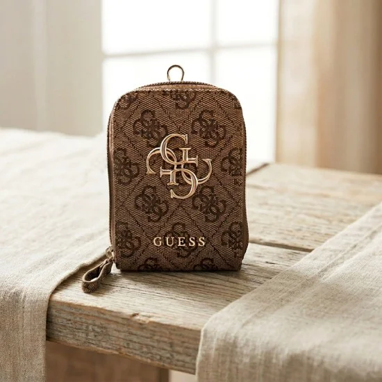 Универсална каишка за телефон с малка чантичка Guess 4G Metal Logo - Кафява