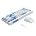 Havit - Комплект клавиатура и мишка (KB891CM) - за игри, USB-C, 1.5 м, 1200/1800/2400/3600 DPI - Бял / Син
