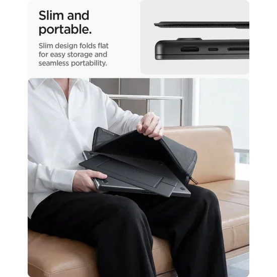 Стойка за лаптоп Spigen LD201-S7 (AMP11116) - сгъваема, до 14 - Черна