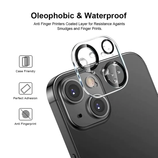 Протектор за камера за iPhone 14 / iPhone 14 Plus - S+ Camera Glass Protector - Lito - Черен/Прозрачен