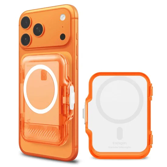 Магнитен портфейл Spigen TinTap MagFit+ (AFA11381) - MagSafe, минималистичен дизайн - Оранжев