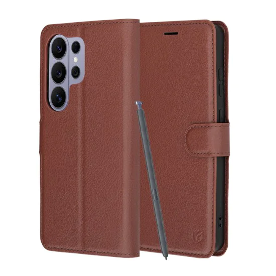 Калъф за Samsung Galaxy S26 Ultra - Leather Folio - Techsuit - Кафяв
