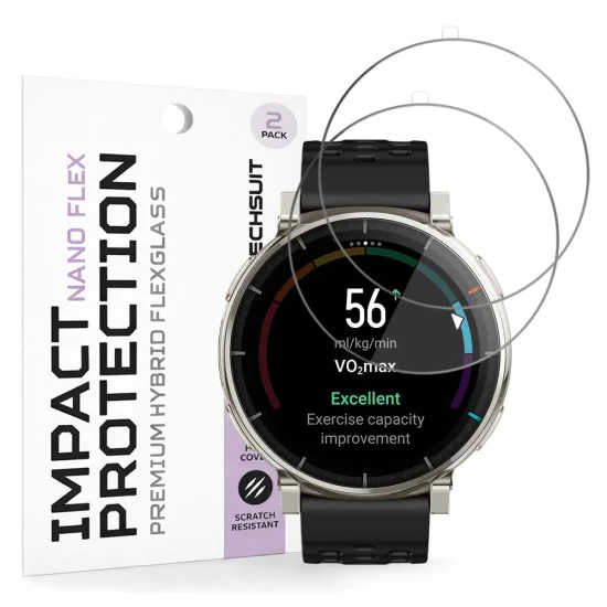 Протектор за Amazfit Active 3 Premium - Nano Flex (2 pack) - Techsuit - Черен