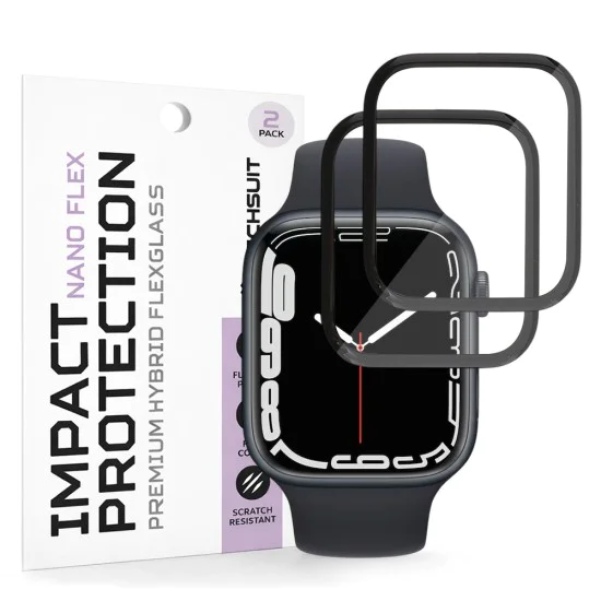 Протектор за Apple Watch 7 / 8 / 9 (45mm) - Nano Flex (2 pack) - Techsuit - Черен