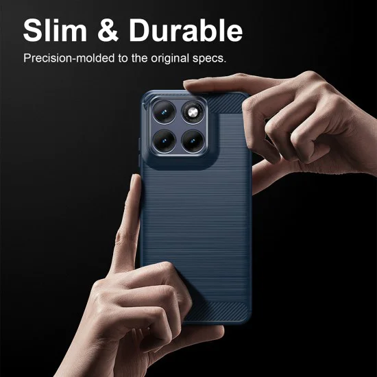 Калъф за Motorola Edge 70 Fusion - Carbon Silicone - Techsuit - Син