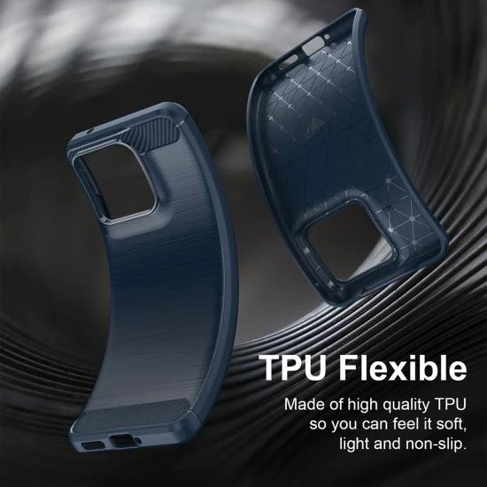 Калъф за Motorola Edge 70 Fusion - Carbon Silicone - Techsuit - Син